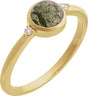 14K Gold Natural Moss Agate Bezel-Set Cabochon Ring – .03 CTW - Yellow Gold