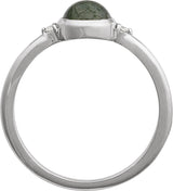 14K Gold Natural Moss Agate Bezel-Set Cabochon Ring – .03 CTW - White Gold - view 2