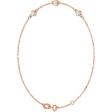 14K Gold Round Natural White Sapphire Bezel-Set Link Bracelet – 25.9x1.7mm - Rose Gold - view 2