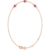 14K Gold Round Natural Pink Tourmaline Bezel-Set Link Bracelet – 25.9x1.7mm - Rose Gold - view 2