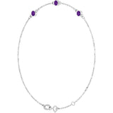 14K Gold Round Natural Amethyst Bezel-Set Link Bracelet – 25.9x1.7mm - White Gold - view 2