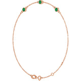 14K Gold Round Lab-Grown Emerald Bezel-Set Link Bracelet – 25.9x1.7mm - Rose Gold - view 2