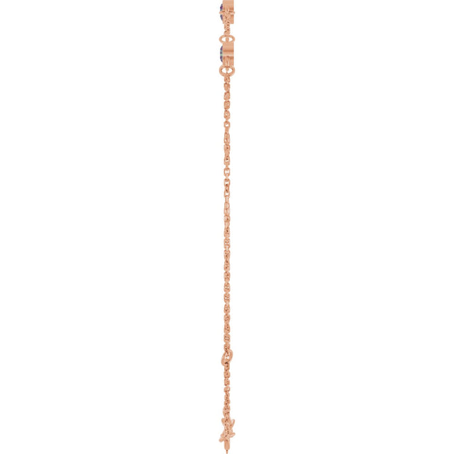 14K Gold Round Lab-Grown Alexandrite Bezel-Set Link Bracelet – 25.9x1.7mm - Rose Gold - view 3