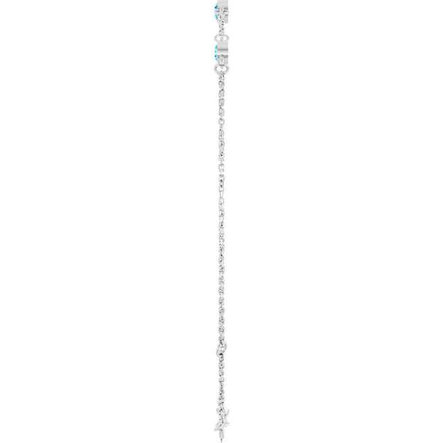 14K Gold Round Natural Aquamarine Bezel-Set Link Bracelet – 25.9x1.7mm - White Gold - view 3