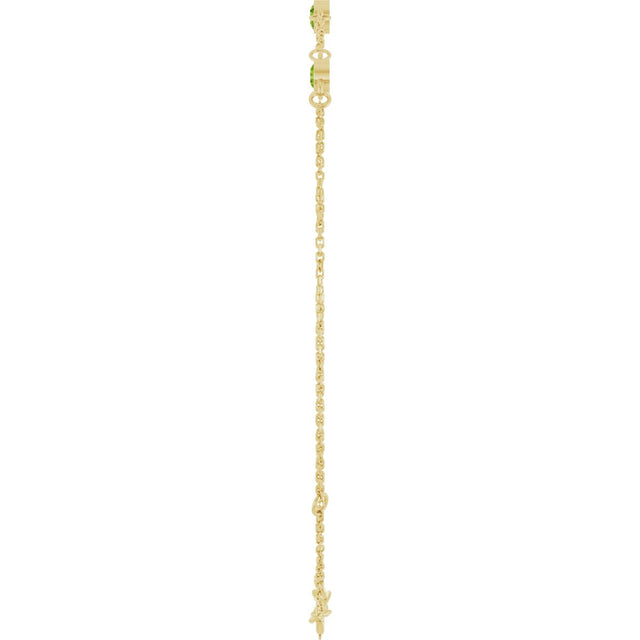 14K Gold Round Natural Peridot Bezel-Set Link Bracelet – 25.9x1.7mm - Yellow Gold - view 3