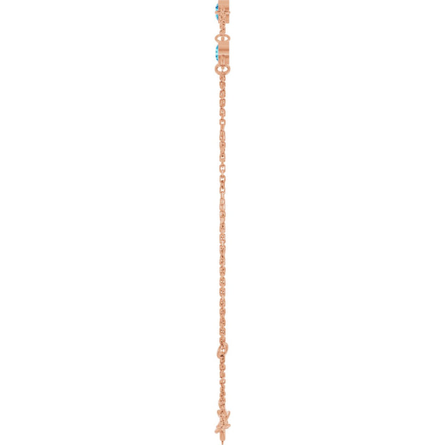 14K Gold Round Natural Blue Zircon Bezel-Set Link Bracelet – 25.9x1.7mm - Rose Gold - view 3