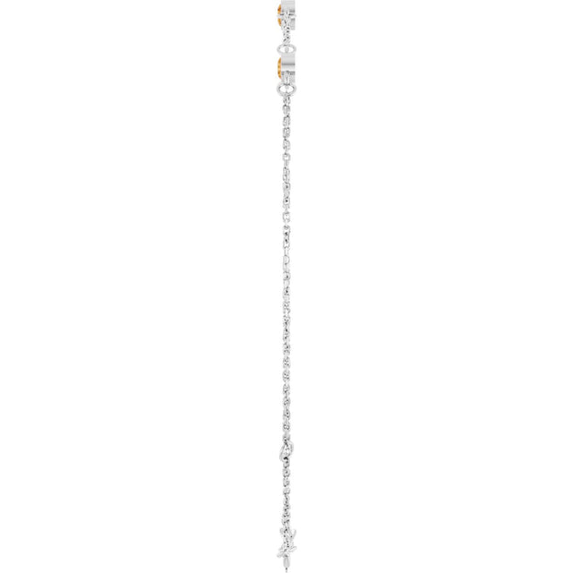 14K Gold Round Natural Citrine Bezel-Set Link Bracelet – 25.9x1.7mm - White Gold - view 3