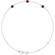 14K Gold Round Natural Mozambique Garnet Bezel-Set Link Bracelet – 25.9x1.7mm - White Gold