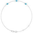 14K Gold Round Natural Aquamarine Bezel-Set Link Bracelet – 25.9x1.7mm - White Gold