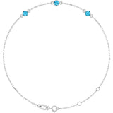 14K Gold Round Natural Aquamarine Bezel-Set Link Bracelet – 25.9x1.7mm - White Gold