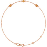 14K Gold Round Natural Citrine Bezel-Set Link Bracelet – 25.9x1.7mm - Rose Gold