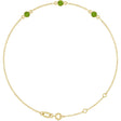 14K Gold Round Natural Peridot Bezel-Set Link Bracelet – 25.9x1.7mm - Yellow Gold