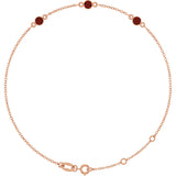 14K Gold Round Natural Mozambique Garnet Bezel-Set Link Bracelet – 25.9x1.7mm - Rose Gold