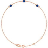 14K Gold Round Lab-Grown Blue Sapphire Bezel-Set Link Bracelet – 25.9x1.7mm - Rose Gold