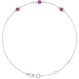 14K Gold Round Natural Pink Tourmaline Bezel-Set Link Bracelet – 25.9x1.7mm - White Gold