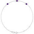 14K Gold Round Natural Amethyst Bezel-Set Link Bracelet – 25.9x1.7mm - White Gold