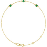 14K Gold Round Lab-Grown Emerald Bezel-Set Link Bracelet – 25.9x1.7mm - Yellow Gold