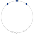 14K Gold Round Lab-Grown Blue Sapphire Bezel-Set Link Bracelet – 25.9x1.7mm - White Gold