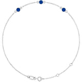 14K Gold Round Natural Blue Sapphire Bezel-Set Link Bracelet – 25.9x1.7mm - White Gold