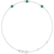 14K Gold Round Natural Emerald Bezel-Set Link Bracelet – 25.9x1.7mm - White Gold