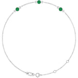 14K Gold Round Lab-Grown Emerald Bezel-Set Link Bracelet – 25.9x1.7mm - White Gold