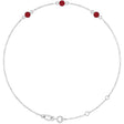 14K Gold Round Natural Ruby Bezel-Set Link Bracelet – 25.9x1.7mm - White Gold