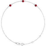 14K Gold Round Natural Ruby Bezel-Set Link Bracelet – 25.9x1.7mm - White Gold