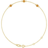 14K Gold Round Natural Citrine Bezel-Set Link Bracelet – 25.9x1.7mm - Yellow Gold