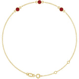 14K Gold Round Lab-Grown Ruby Bezel-Set Link Bracelet – 25.9x1.7mm - Yellow Gold