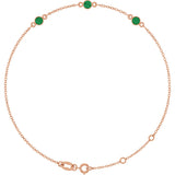 14K Gold Round Lab-Grown Emerald Bezel-Set Link Bracelet – 25.9x1.7mm - Rose Gold