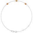 14K Gold Round Natural Citrine Bezel-Set Link Bracelet – 25.9x1.7mm - White Gold