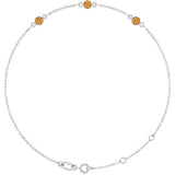 14K Gold Round Natural Citrine Bezel-Set Link Bracelet – 25.9x1.7mm - White Gold
