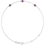 14K Gold Round Lab-Grown Alexandrite Bezel-Set Link Bracelet – 25.9x1.7mm - White Gold