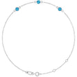 14K Gold Round Natural Blue Zircon Bezel-Set Link Bracelet – 25.9x1.7mm - White Gold