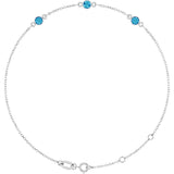 14K Gold Round Natural Blue Zircon Bezel-Set Link Bracelet – 25.9x1.7mm - White Gold