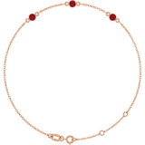 14K Gold Round Lab-Grown Ruby Bezel-Set Link Bracelet – 25.9x1.7mm - Rose Gold