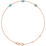 14K Gold Round Natural Aquamarine Bezel-Set Link Bracelet – 25.9x1.7mm - Rose Gold