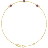 14K Gold Round Lab-Grown Alexandrite Bezel-Set Link Bracelet – 25.9x1.7mm - Yellow Gold