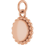 14K Gold Engravable Beaded Disc Necklace or Pendant - Rose Gold - view 2