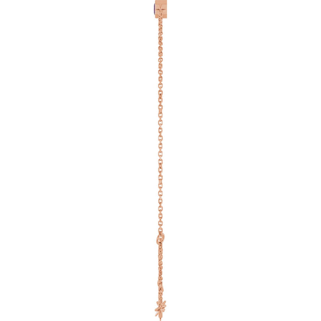 14K Gold Round Lab-Grown Alexandrite Bezel-Set Link Bracelet - Rose Gold - view 3