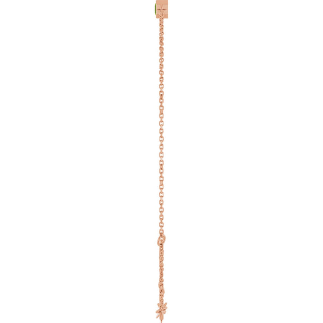 14K Gold Round Natural Peridot Bezel-Set Link Bracelet - Rose Gold - view 3