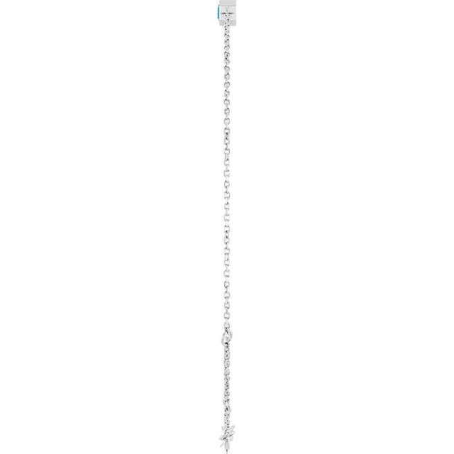 14K Gold Round Natural Aquamarine Bezel-Set Link Bracelet - White Gold - view 3