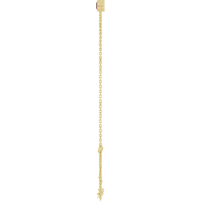 14K Gold Round Natural Mozambique Garnet Bezel-Set Link Bracelet - Yellow Gold - view 3