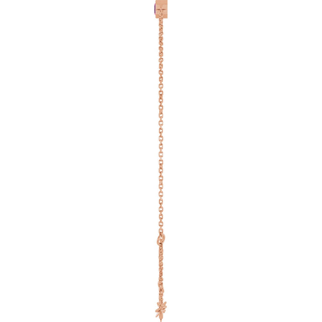 14K Gold Round Natural Pink Tourmaline Bezel-Set Link Bracelet - Rose Gold - view 3