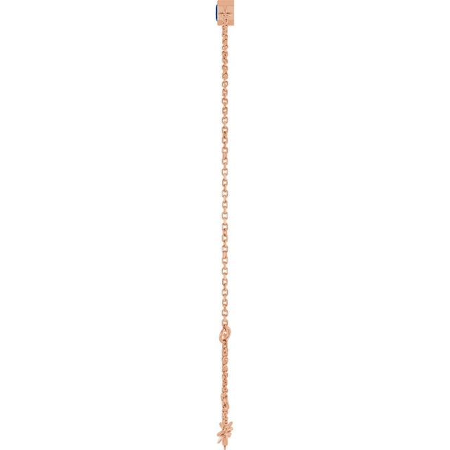 14K Gold Round Lab-Grown Blue Sapphire Bezel-Set Link Bracelet - Rose Gold - view 3