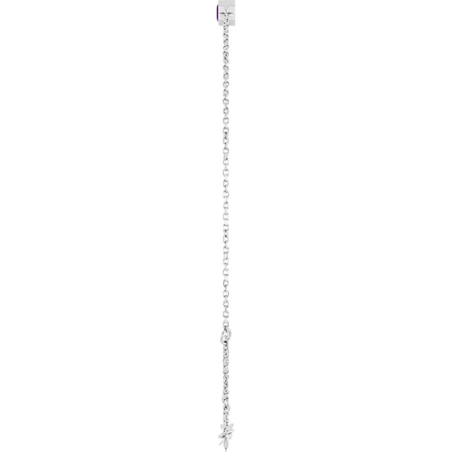 14K Gold Round Natural Amethyst Bezel-Set Link Bracelet - White Gold - view 3