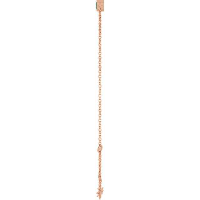 14K Gold Round Lab-Grown Emerald Bezel-Set Link Bracelet - Rose Gold - view 3