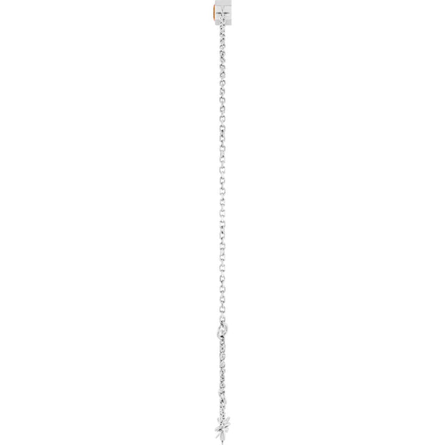 14K Gold Round Natural Citrine Bezel-Set Link Bracelet - White Gold - view 3