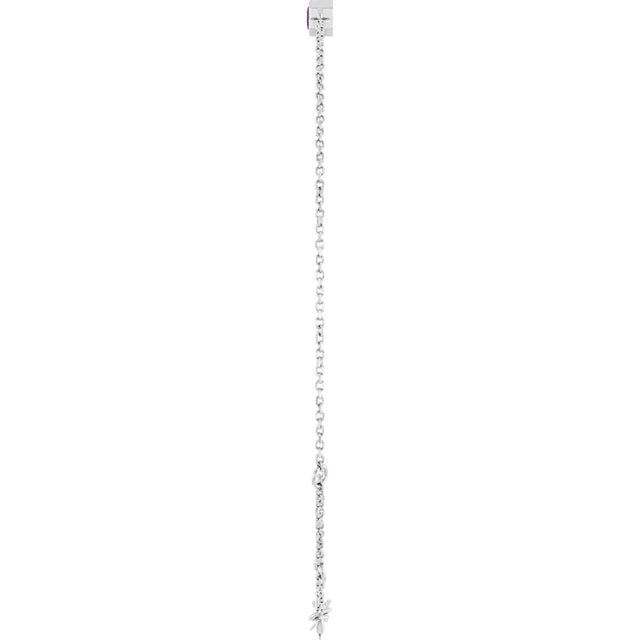 14K Gold Round Lab-Grown Alexandrite Bezel-Set Link Bracelet - White Gold - view 3