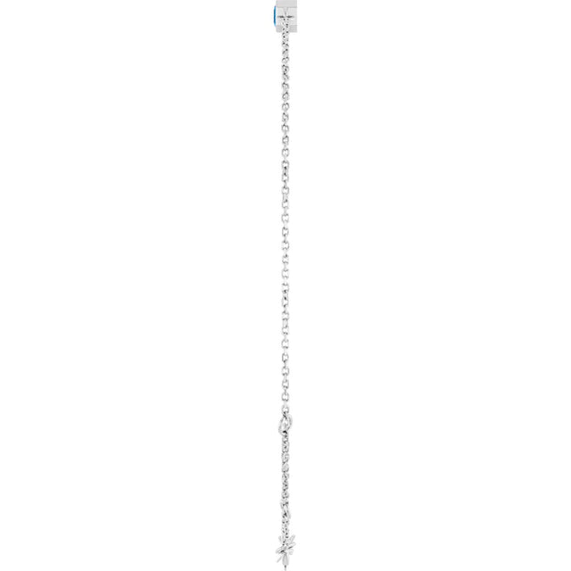 14K Gold Round Natural Blue Zircon Bezel-Set Link Bracelet - White Gold - view 3